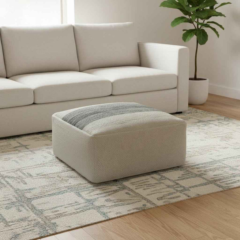 20" Gray Fabric Pouf Ottoman