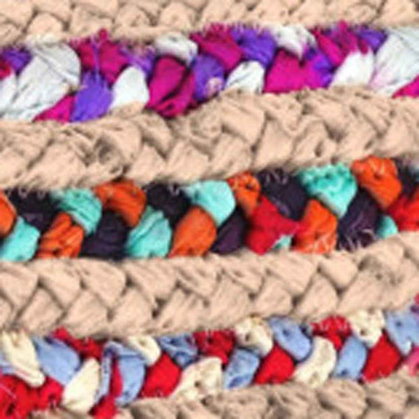 20" Blue Jute Pouf Ottoman