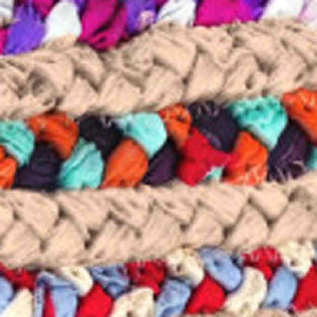 20" Blue Jute Pouf Ottoman