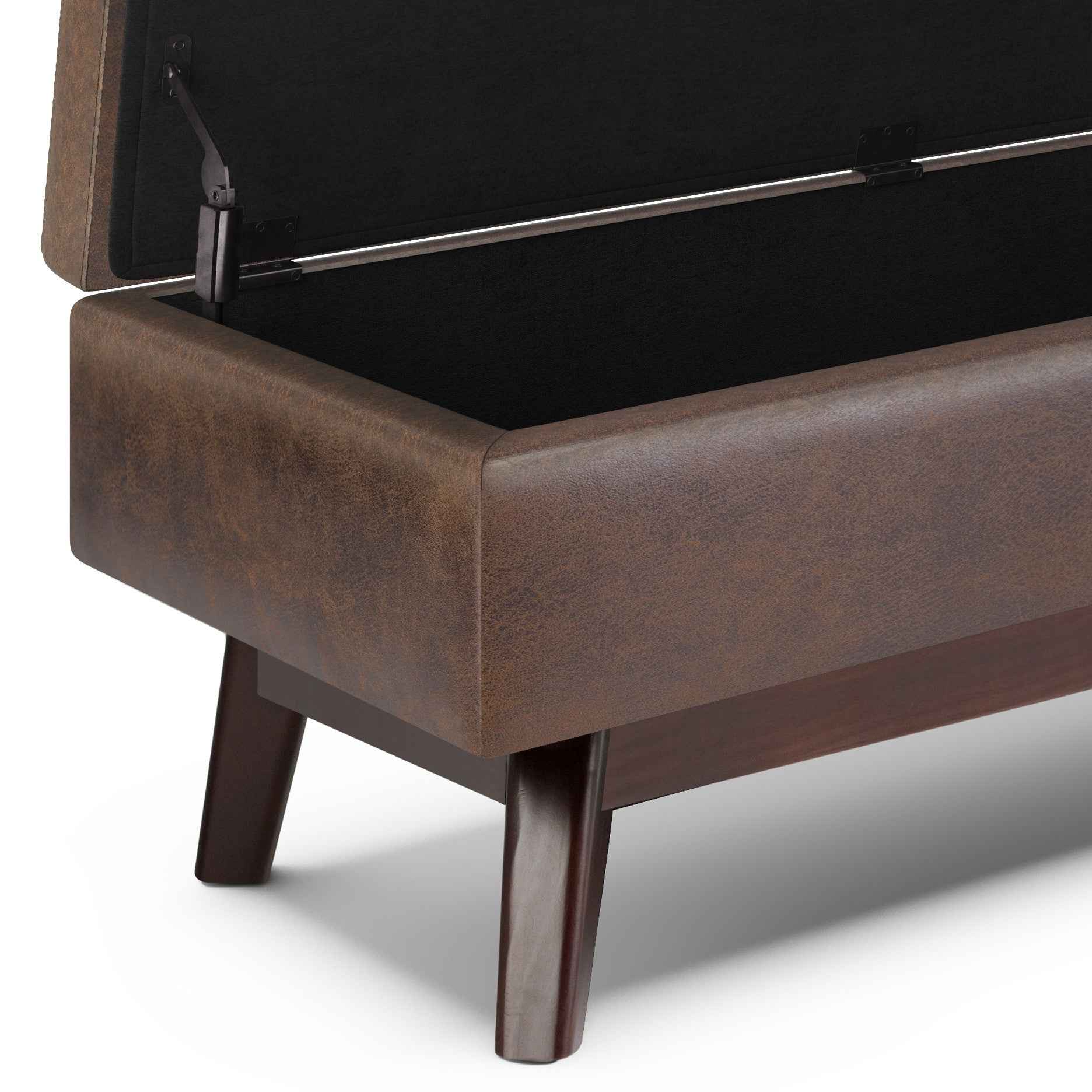 48" Brown Leather Cocktail Ottoman With Storage