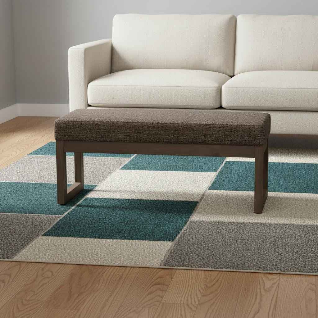 44" Brown Fabric Ottoman