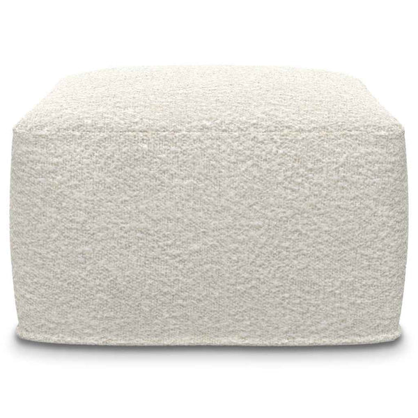 24" Off White Fabric Pouf Ottoman