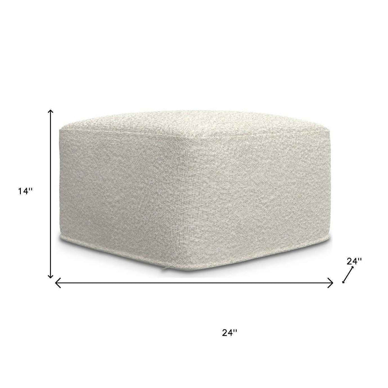 24" Off White Fabric Pouf Ottoman
