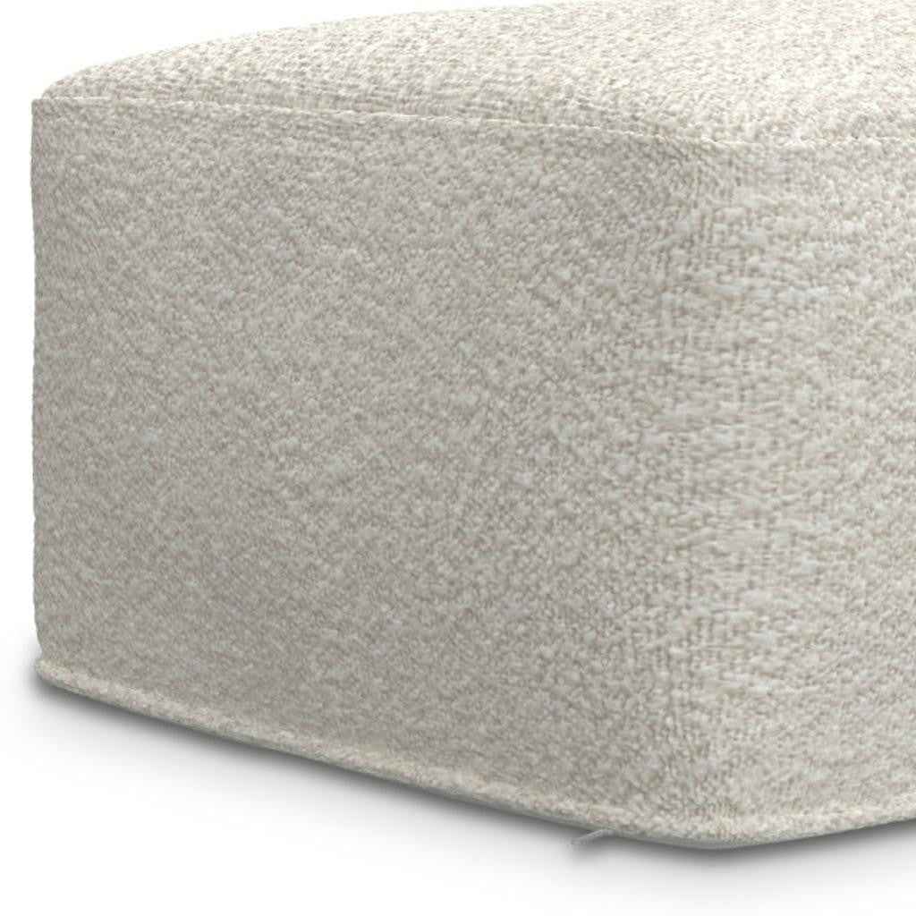24" Off White Fabric Pouf Ottoman