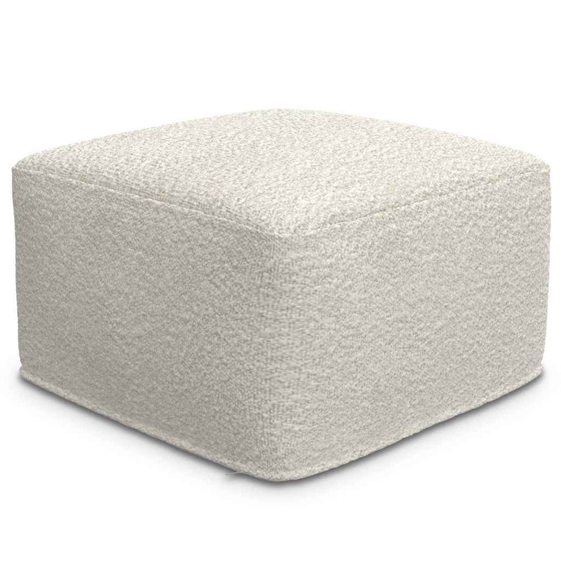 24" Off White Fabric Pouf Ottoman