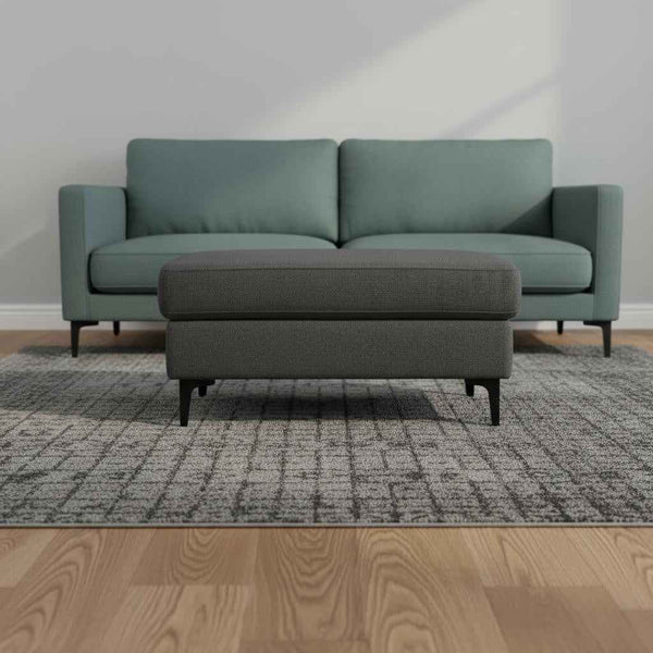 36" Gray and Black Fabric Ottoman