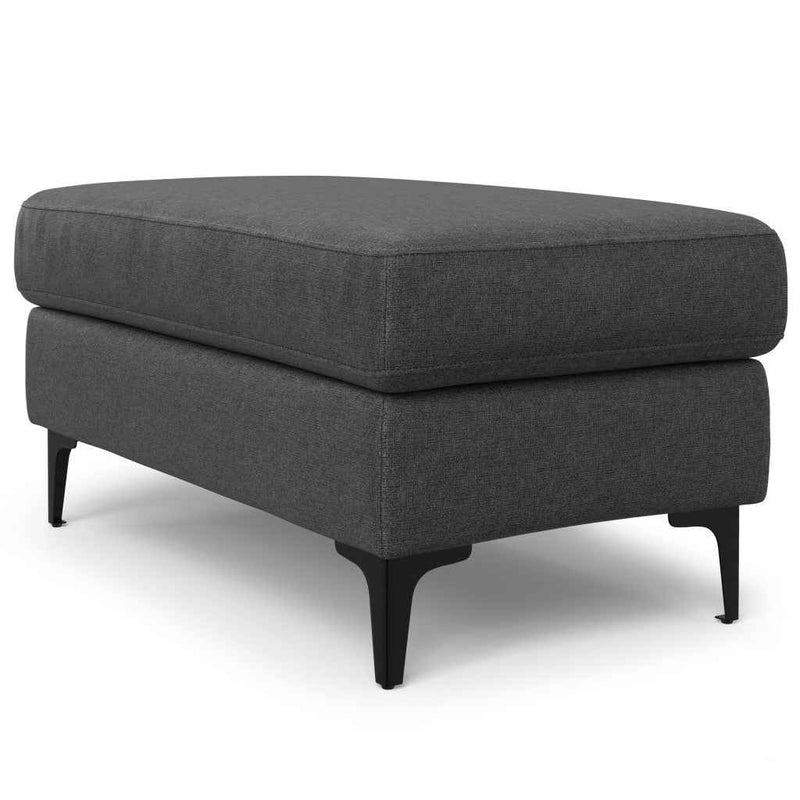 36" Gray and Black Fabric Ottoman
