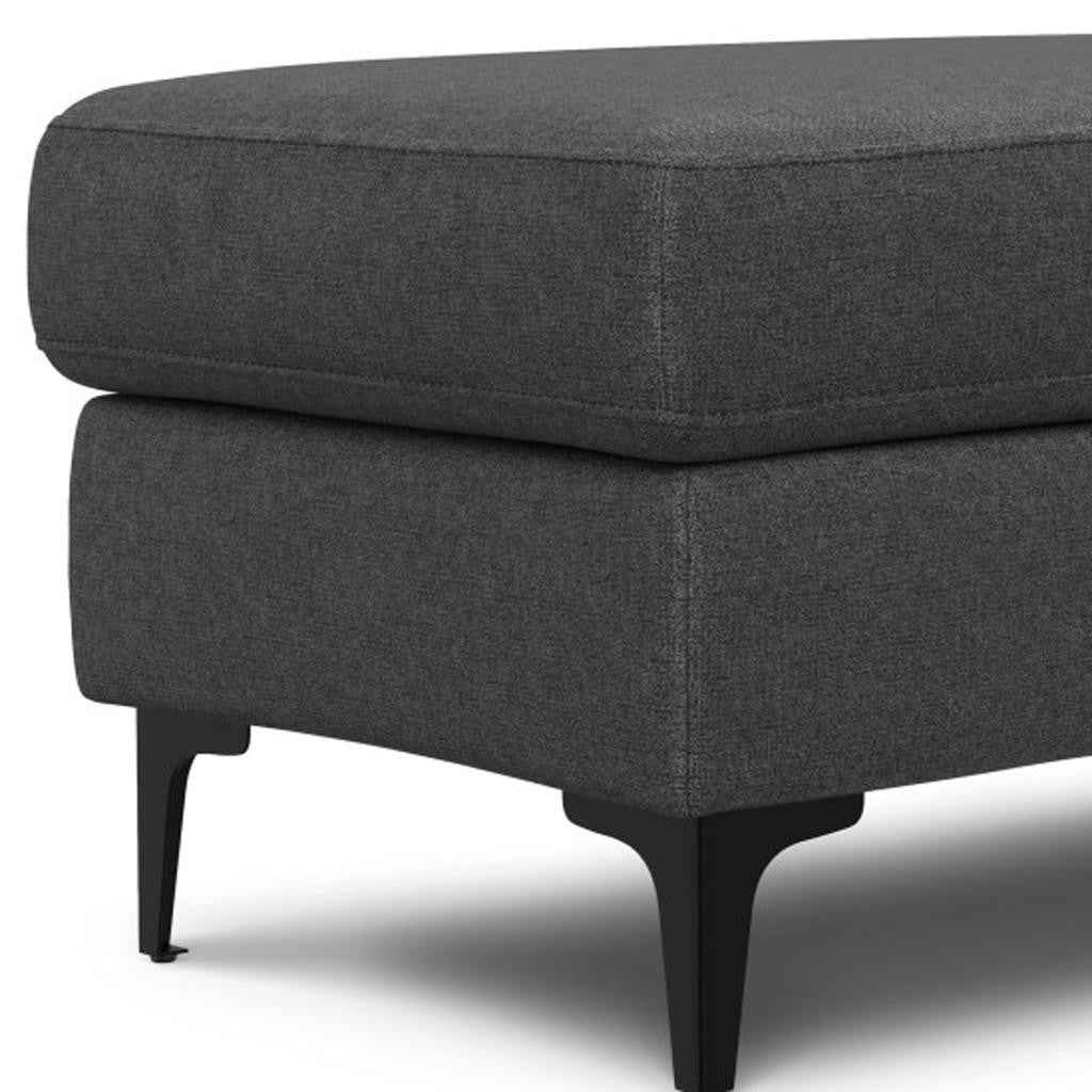36" Gray and Black Fabric Ottoman