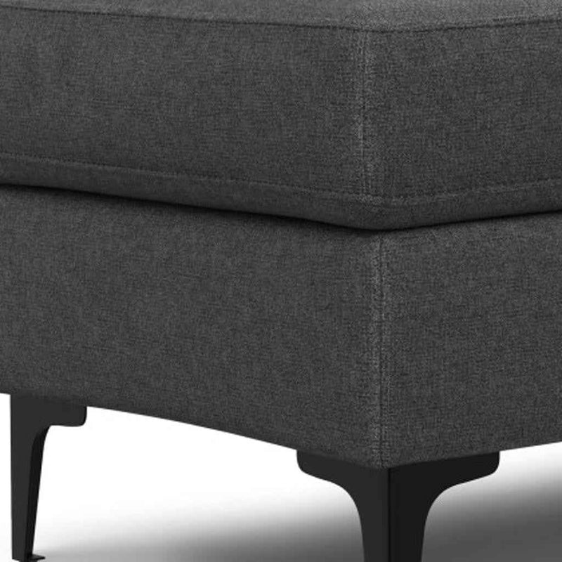 36" Gray and Black Fabric Ottoman