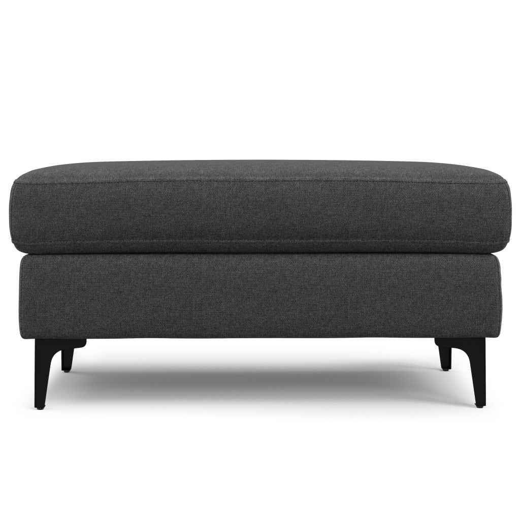 36" Gray and Black Fabric Ottoman