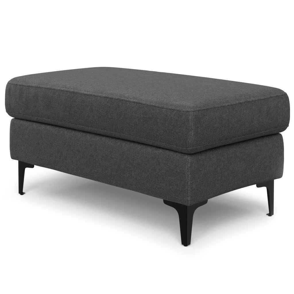 36" Gray and Black Fabric Ottoman
