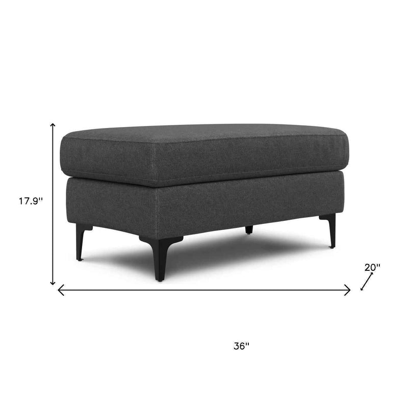 36" Gray and Black Fabric Ottoman