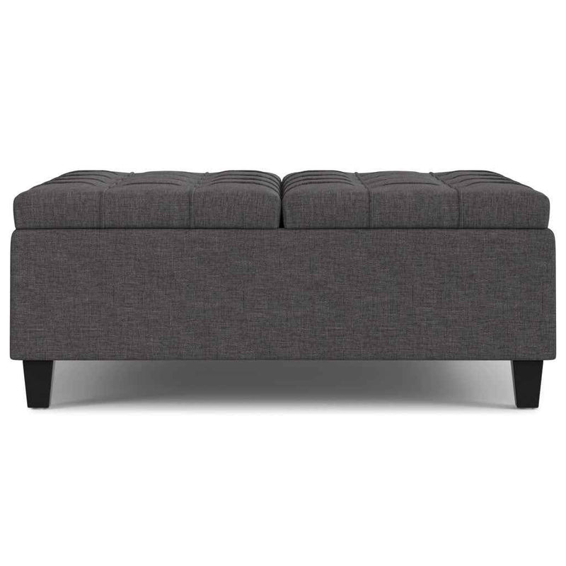 40" Gray and Brown Fabric Cocktail Ottoman With Storage