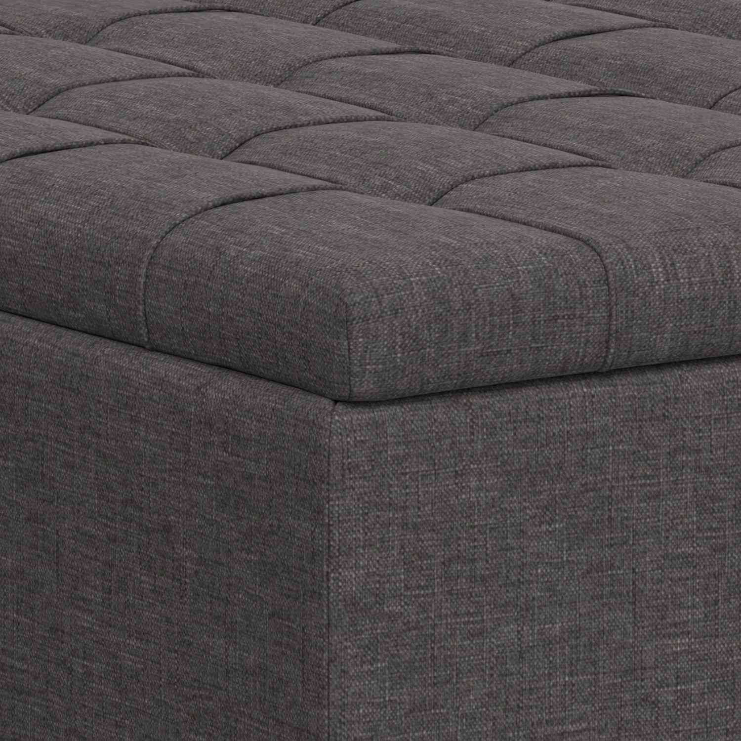 40" Gray and Brown Fabric Cocktail Ottoman With Storage