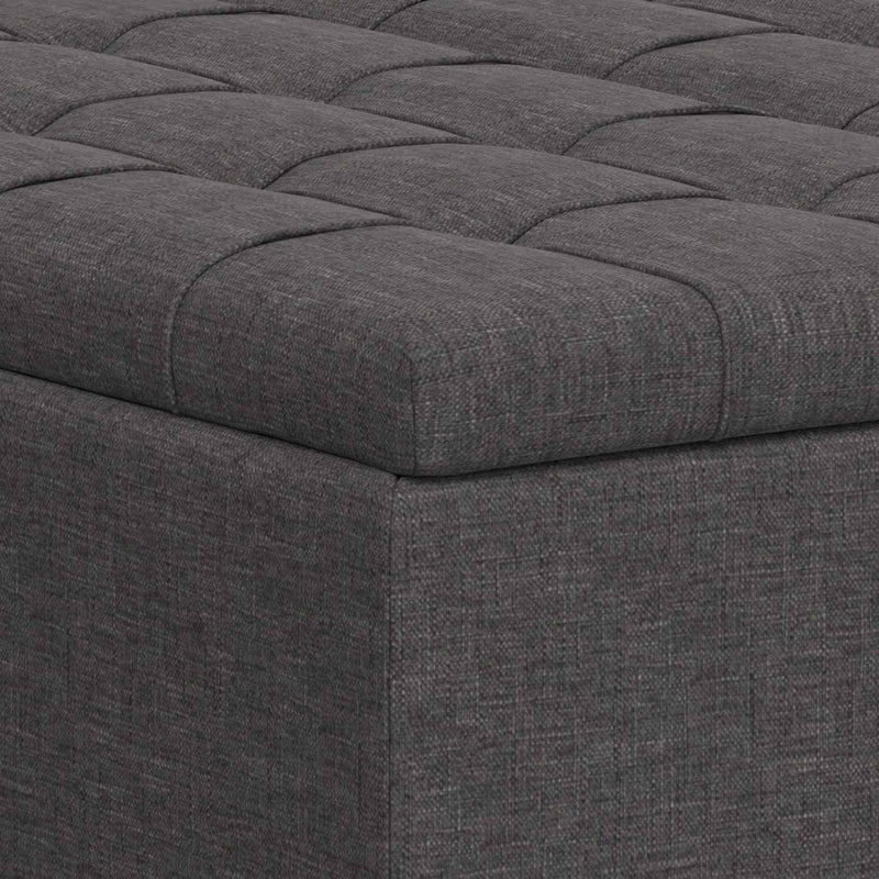 40" Gray and Brown Fabric Cocktail Ottoman With Storage