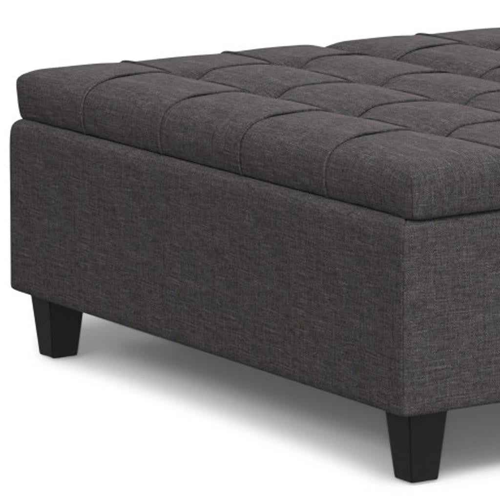 40" Gray and Brown Fabric Cocktail Ottoman With Storage