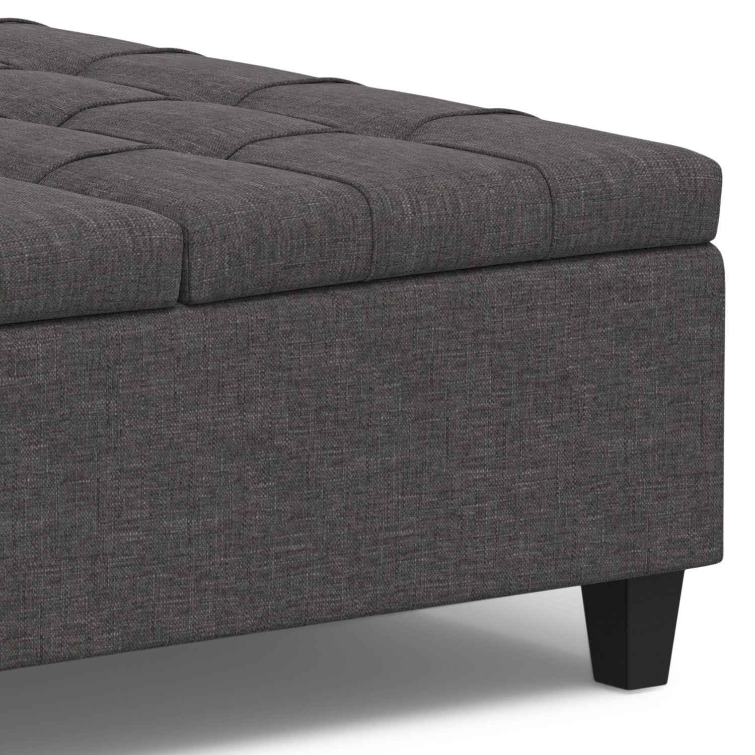 40" Gray and Brown Fabric Cocktail Ottoman With Storage