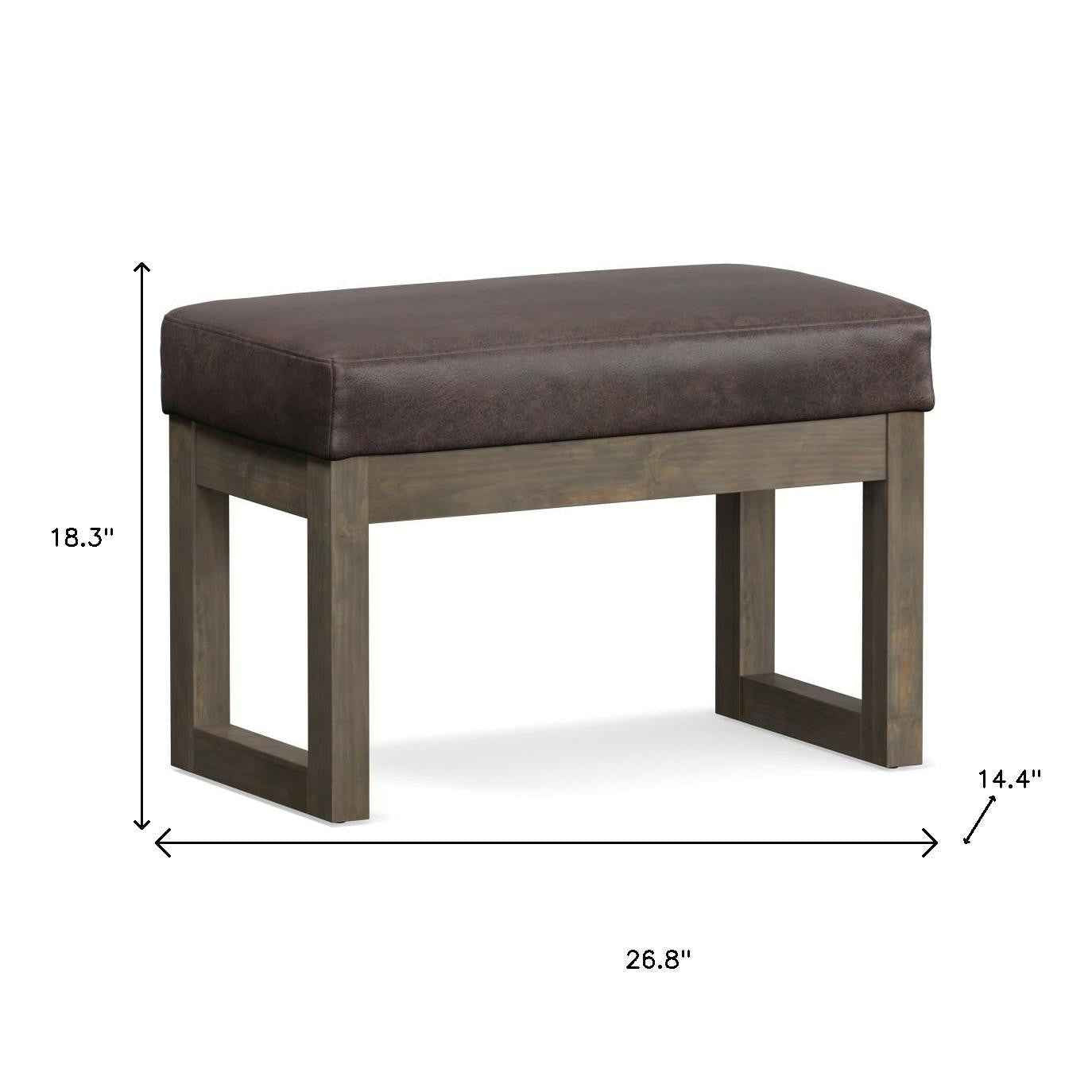 27" Brown Leather Footstool