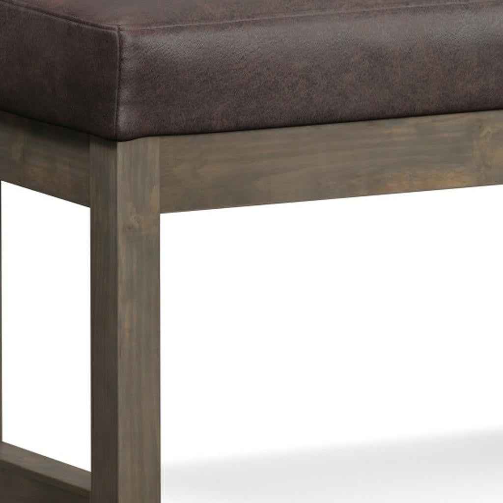 27" Brown Leather Footstool