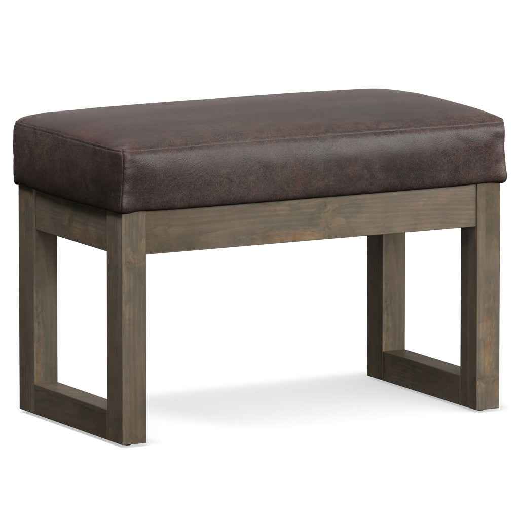 27" Brown Leather Footstool