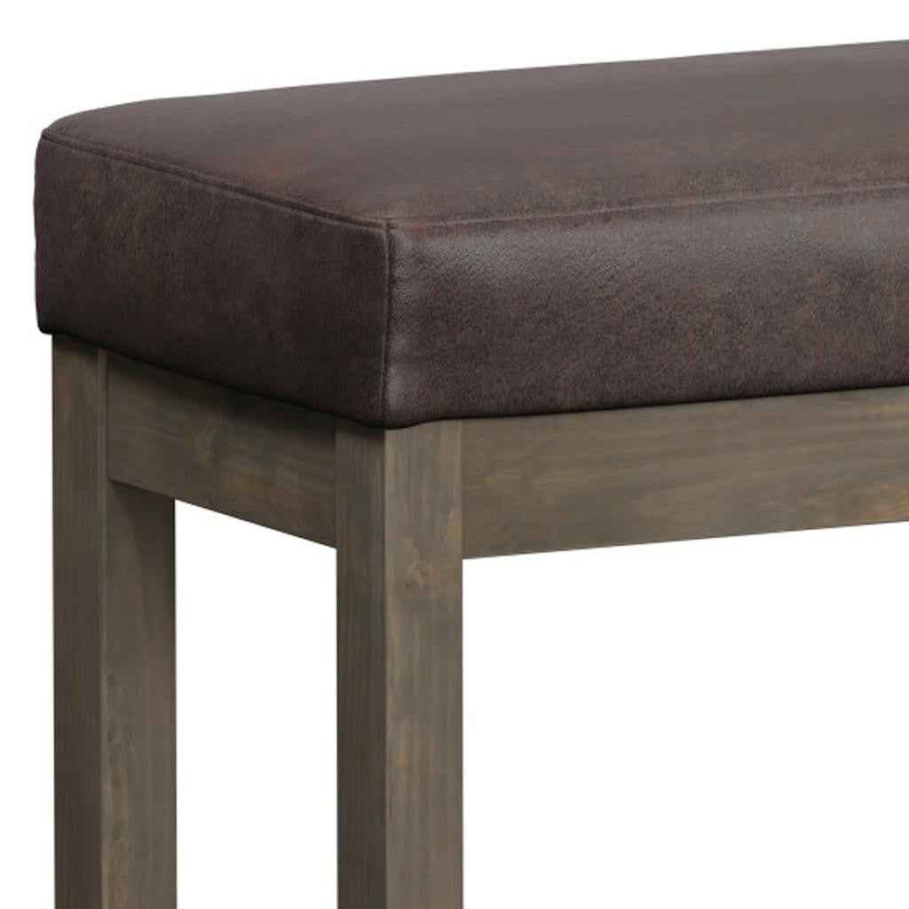27" Brown Leather Footstool