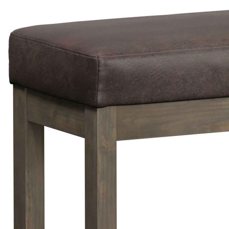 27" Brown Leather Footstool