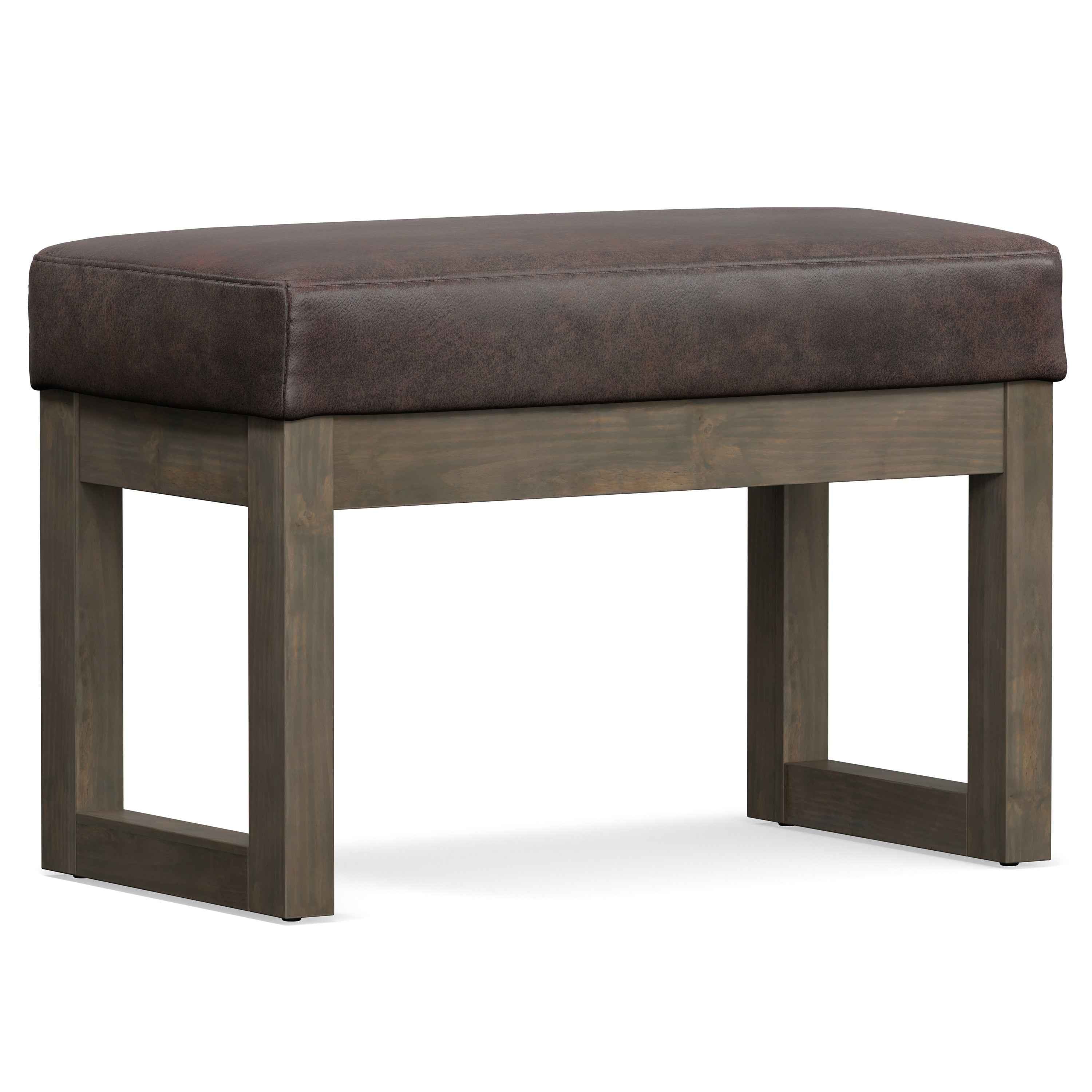 27" Brown Leather Footstool