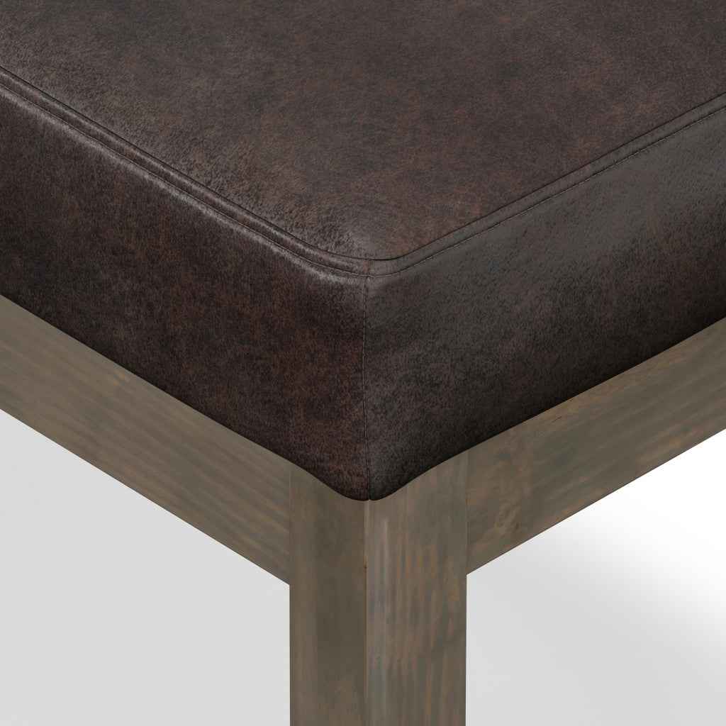 27" Brown Leather Footstool