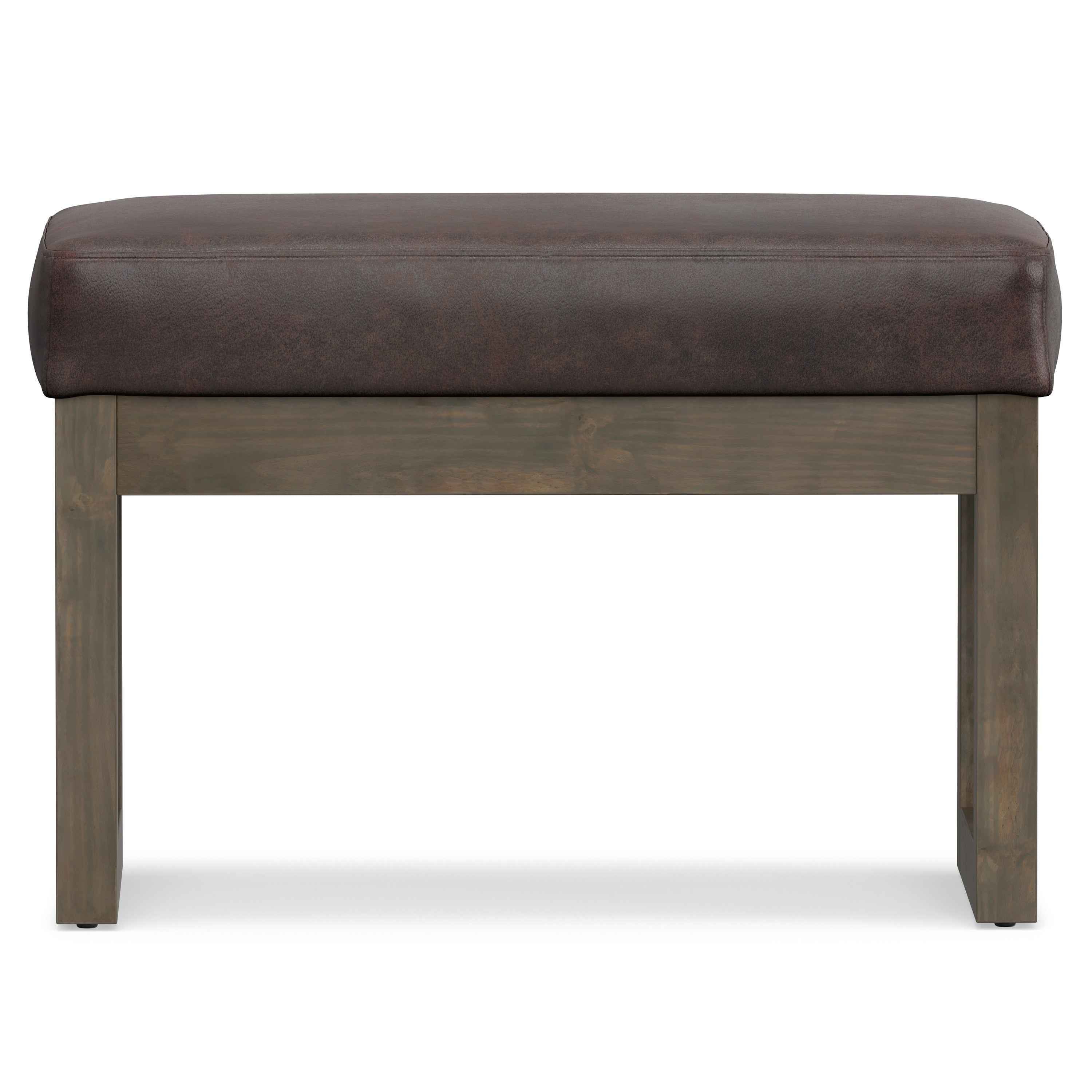 27" Brown Leather Footstool