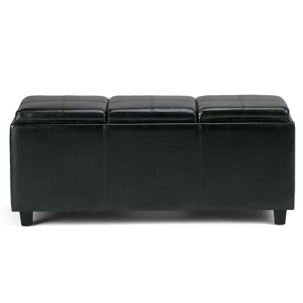 42" Dark Brown and Black Upholstery Storage Ottoman