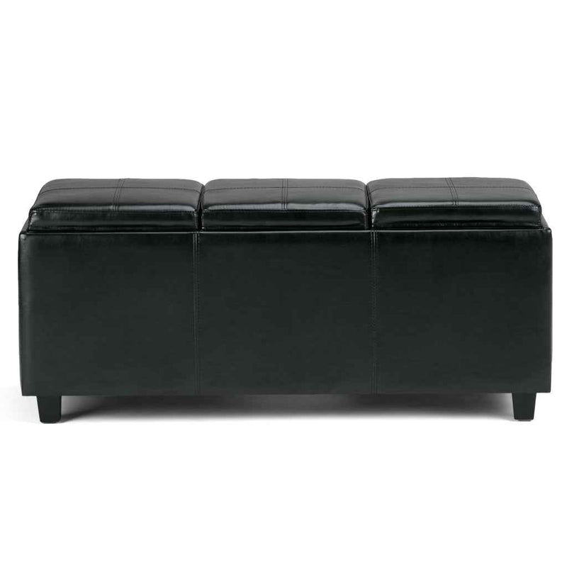 42" Dark Brown and Black Upholstery Storage Ottoman