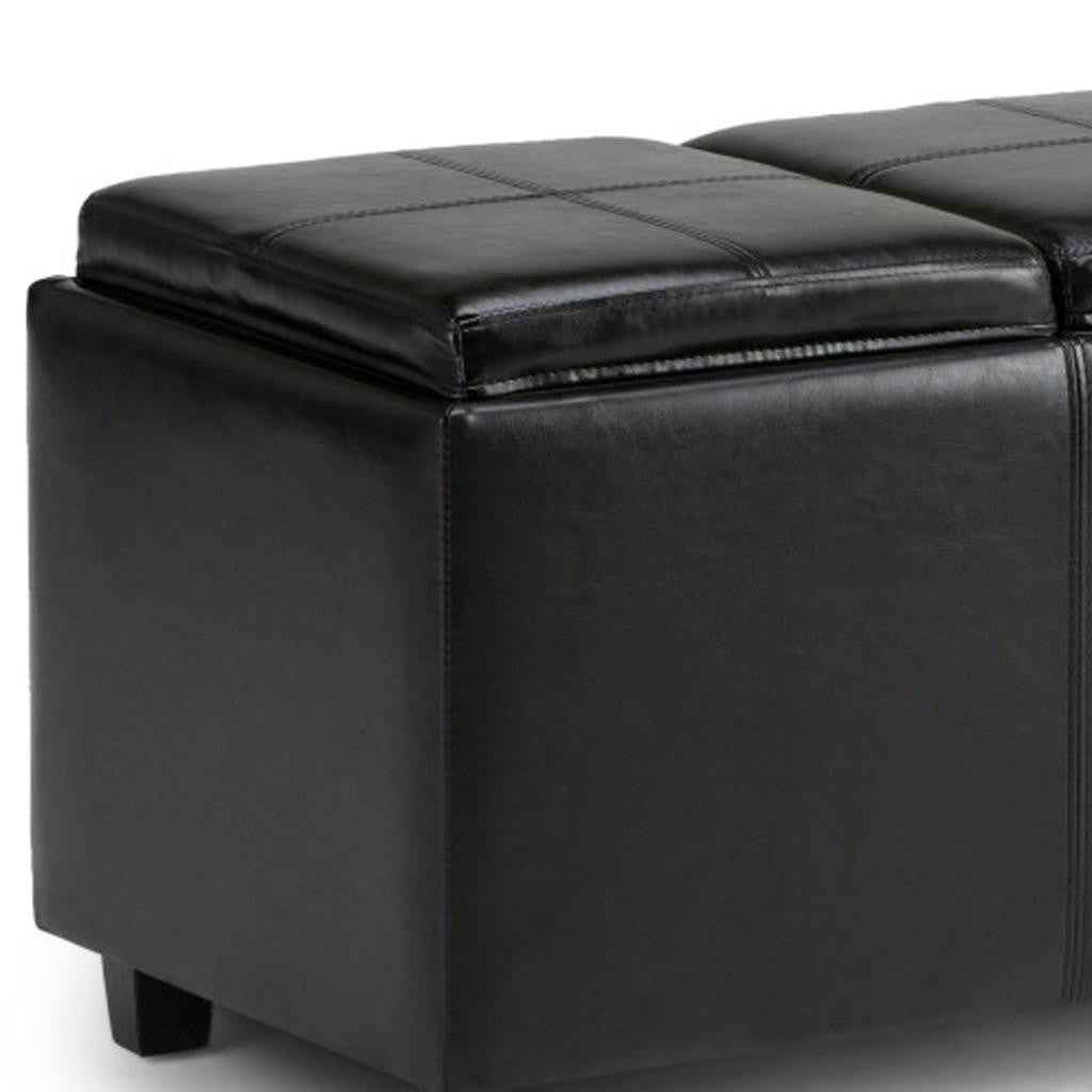42" Dark Brown and Black Upholstery Storage Ottoman