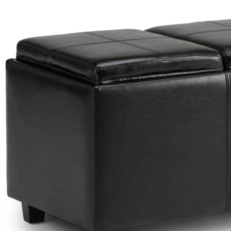 42" Dark Brown and Black Upholstery Storage Ottoman