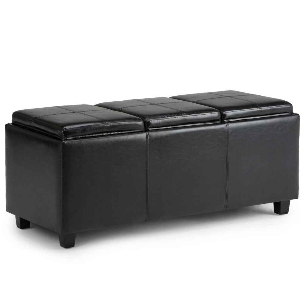 42" Dark Brown and Black Upholstery Storage Ottoman