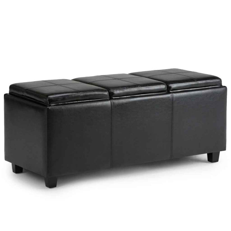 42" Dark Brown and Black Upholstery Storage Ottoman