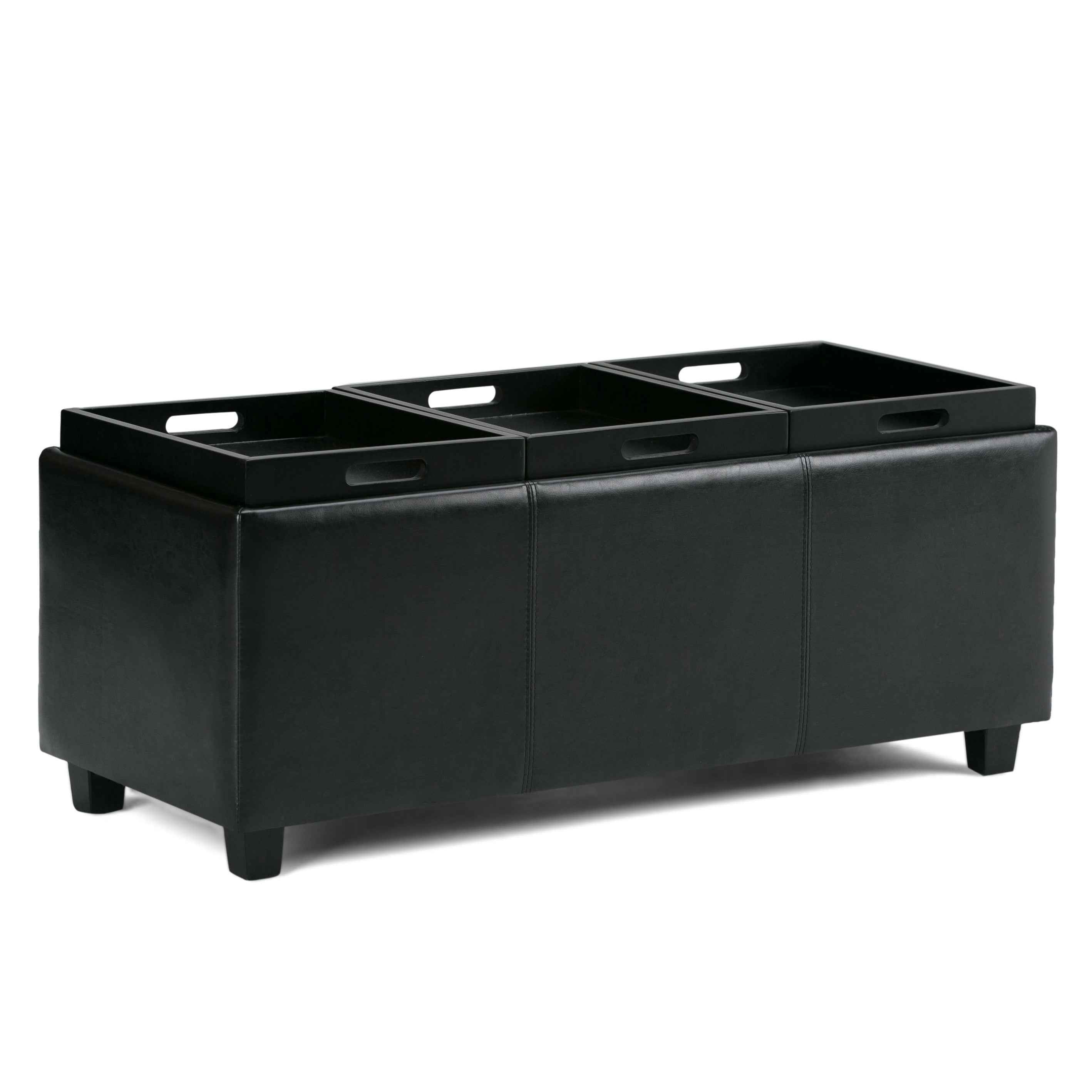 42" Dark Brown and Black Upholstery Storage Ottoman