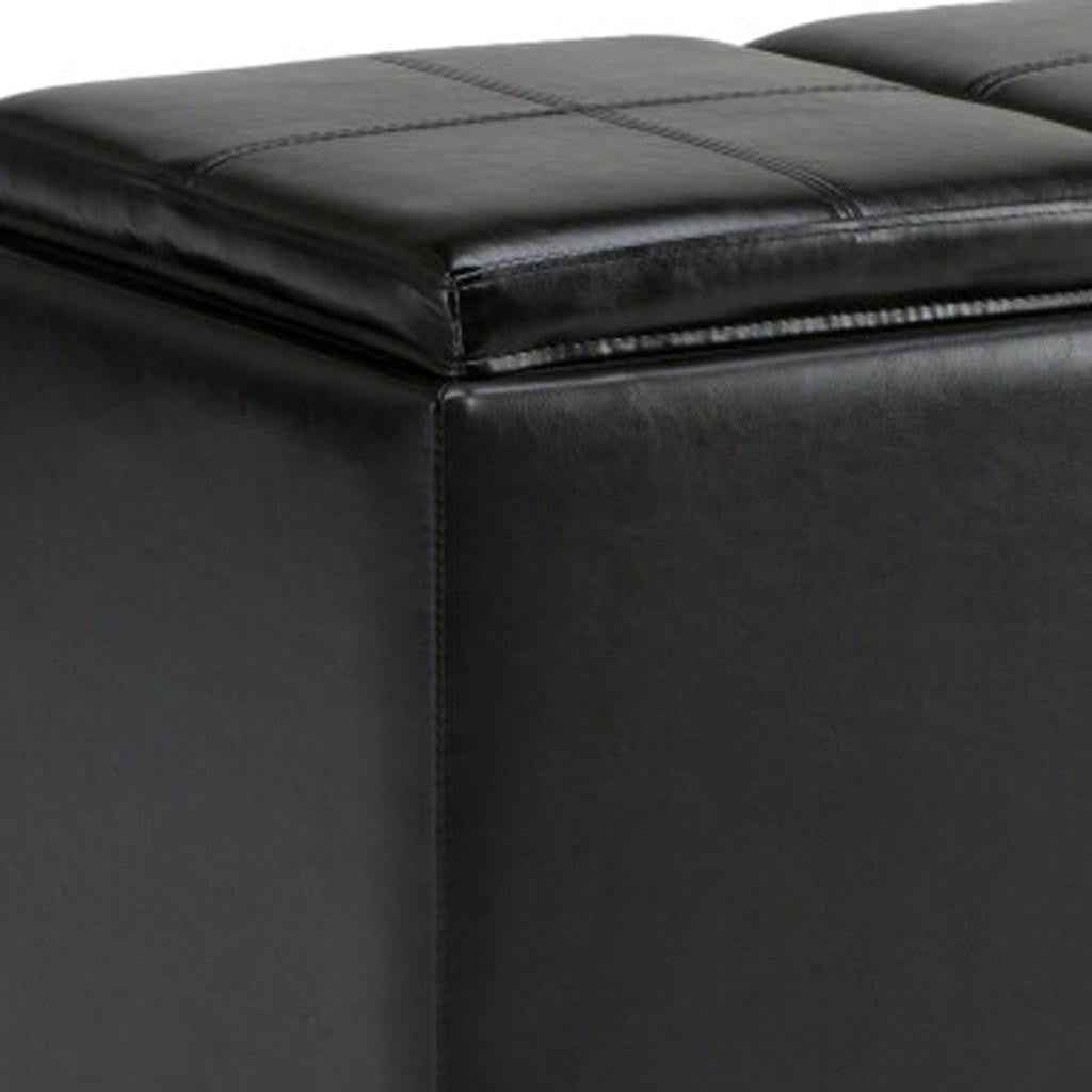 42" Dark Brown and Black Upholstery Storage Ottoman