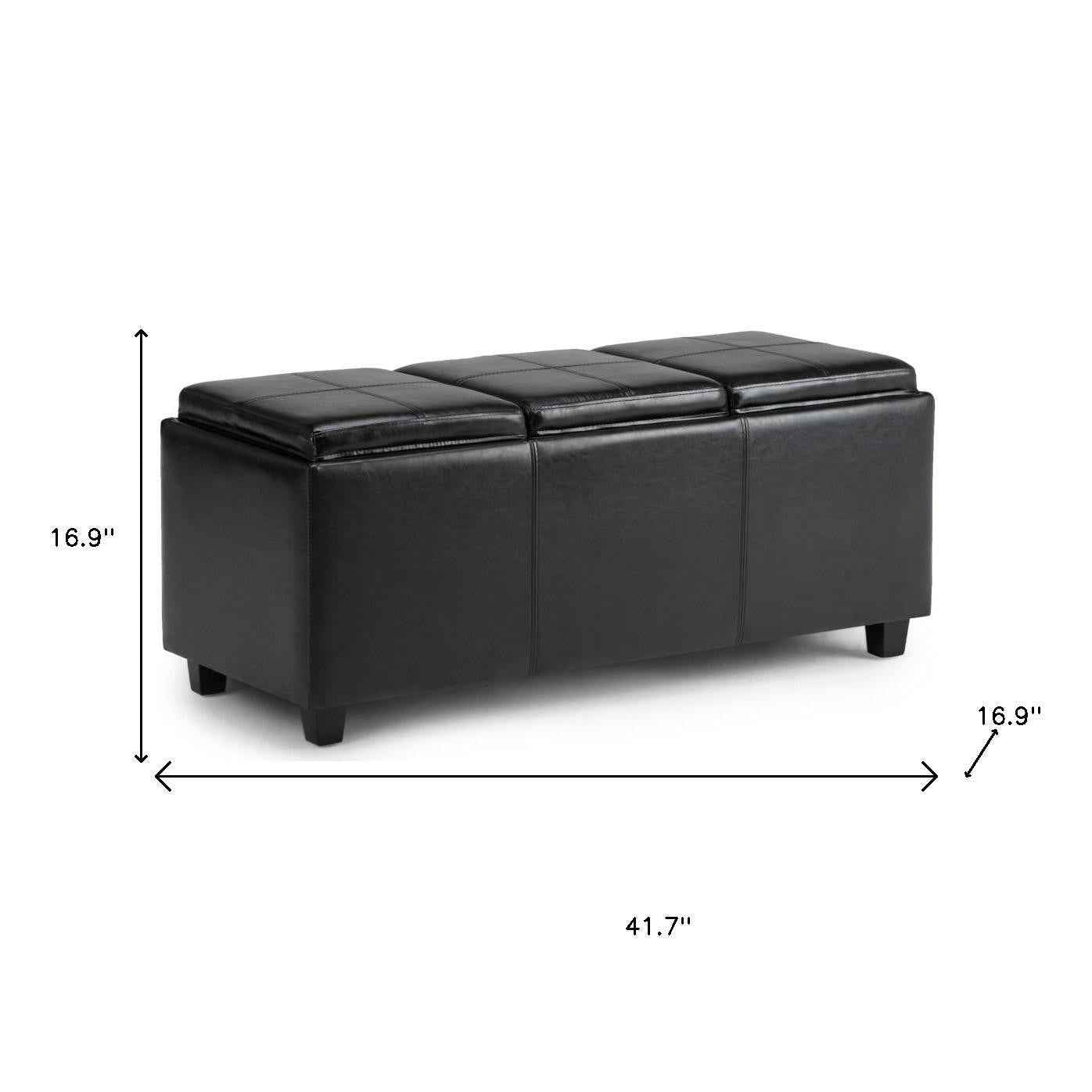 42" Dark Brown and Black Upholstery Storage Ottoman