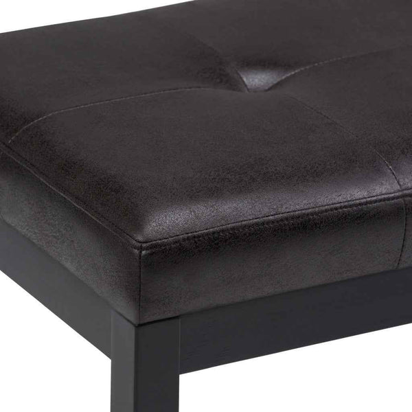 41" Black and Espresso Leather Ottoman