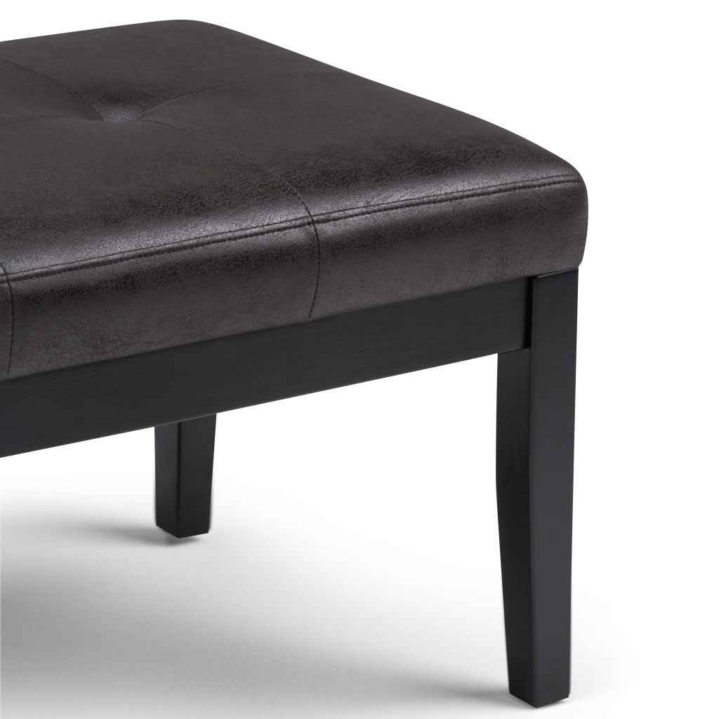 41" Black and Espresso Leather Ottoman