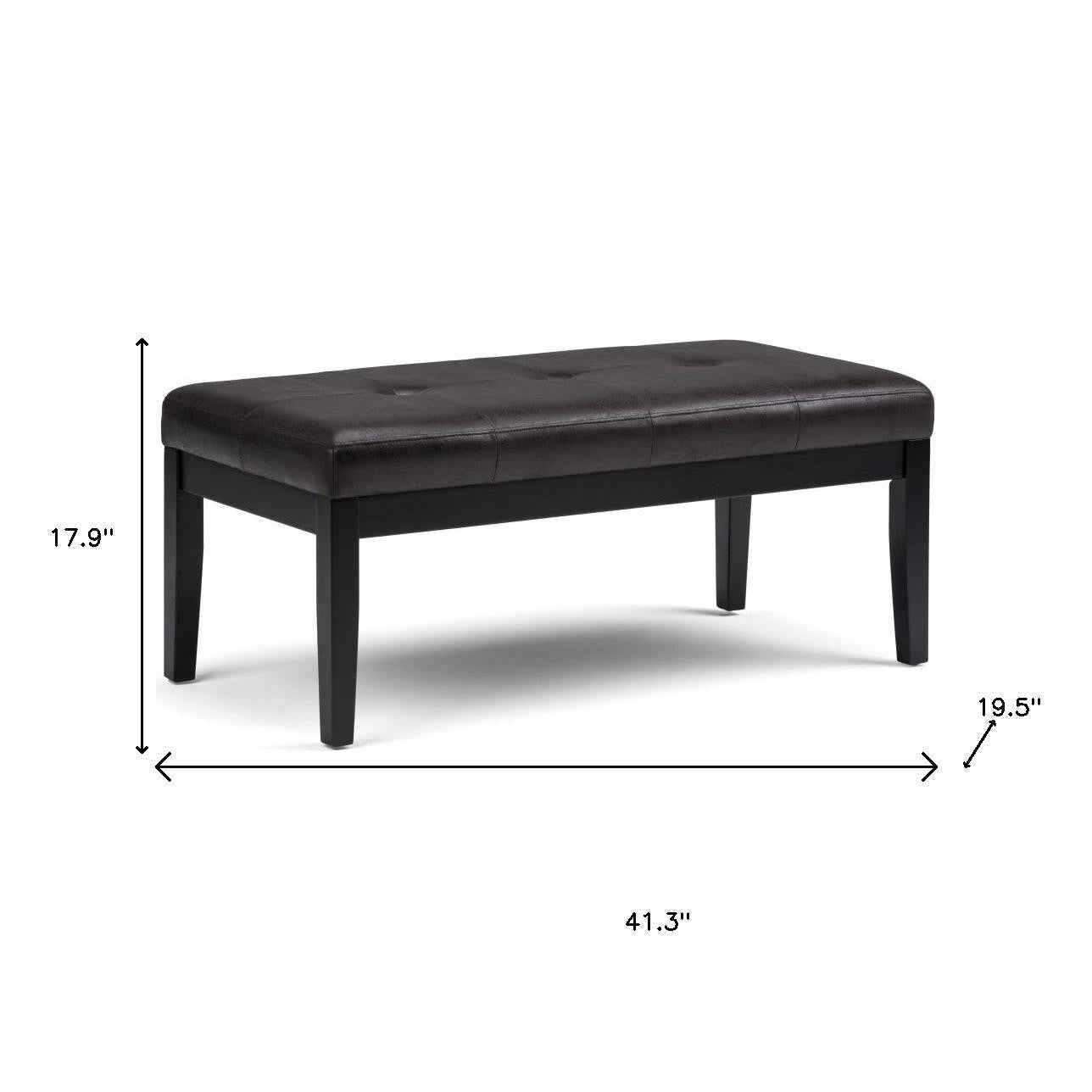41" Black and Espresso Leather Ottoman