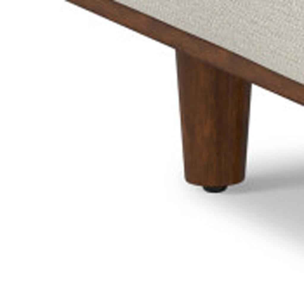 33" Cream and Brown Fabric Cocktail Ottoman