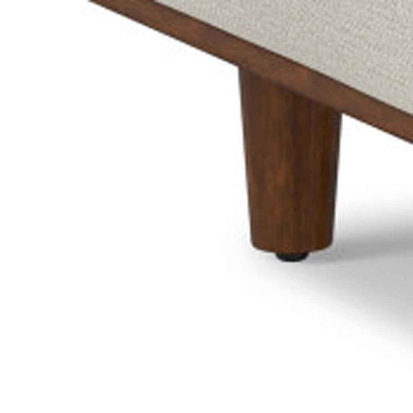 33" Cream and Brown Fabric Cocktail Ottoman