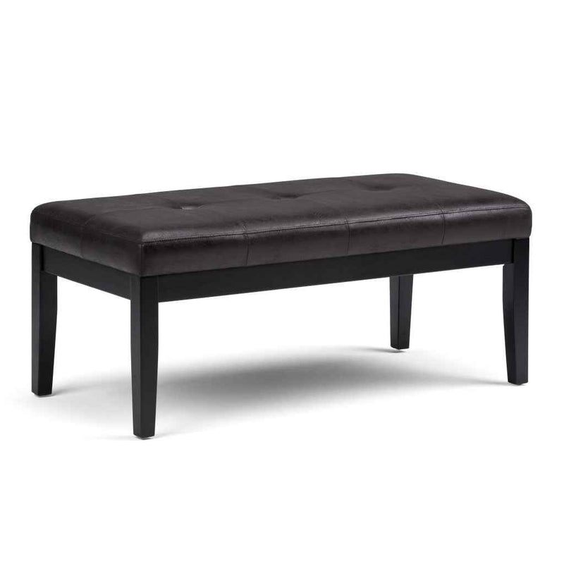 41" Black and Espresso Leather Ottoman