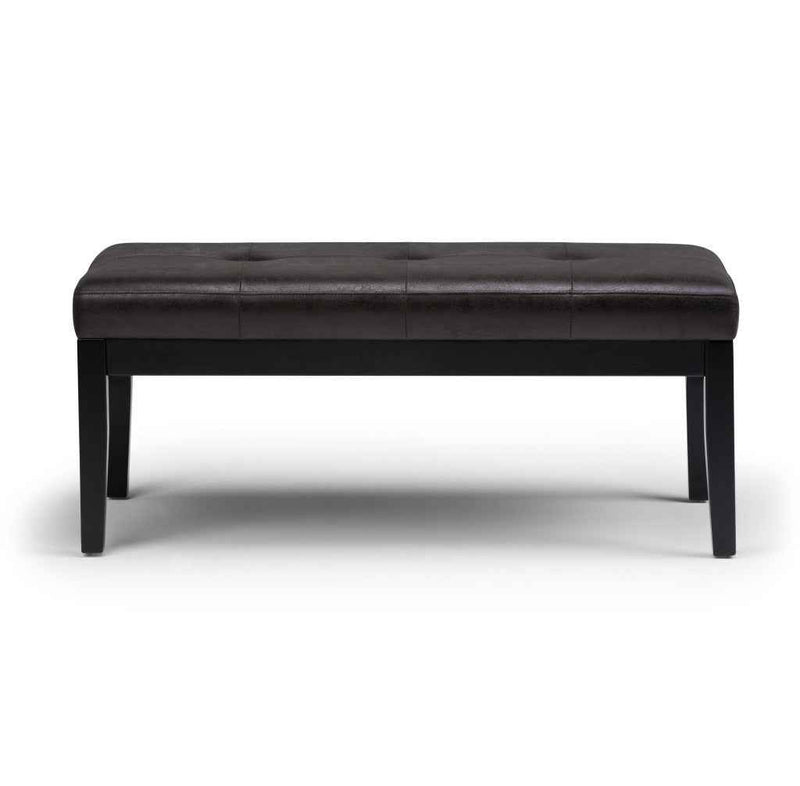 41" Black and Espresso Leather Ottoman
