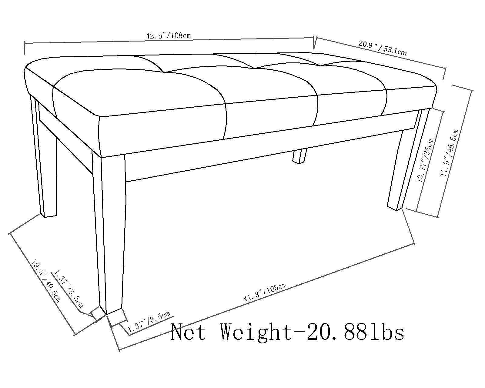 41" Black and Espresso Leather Ottoman