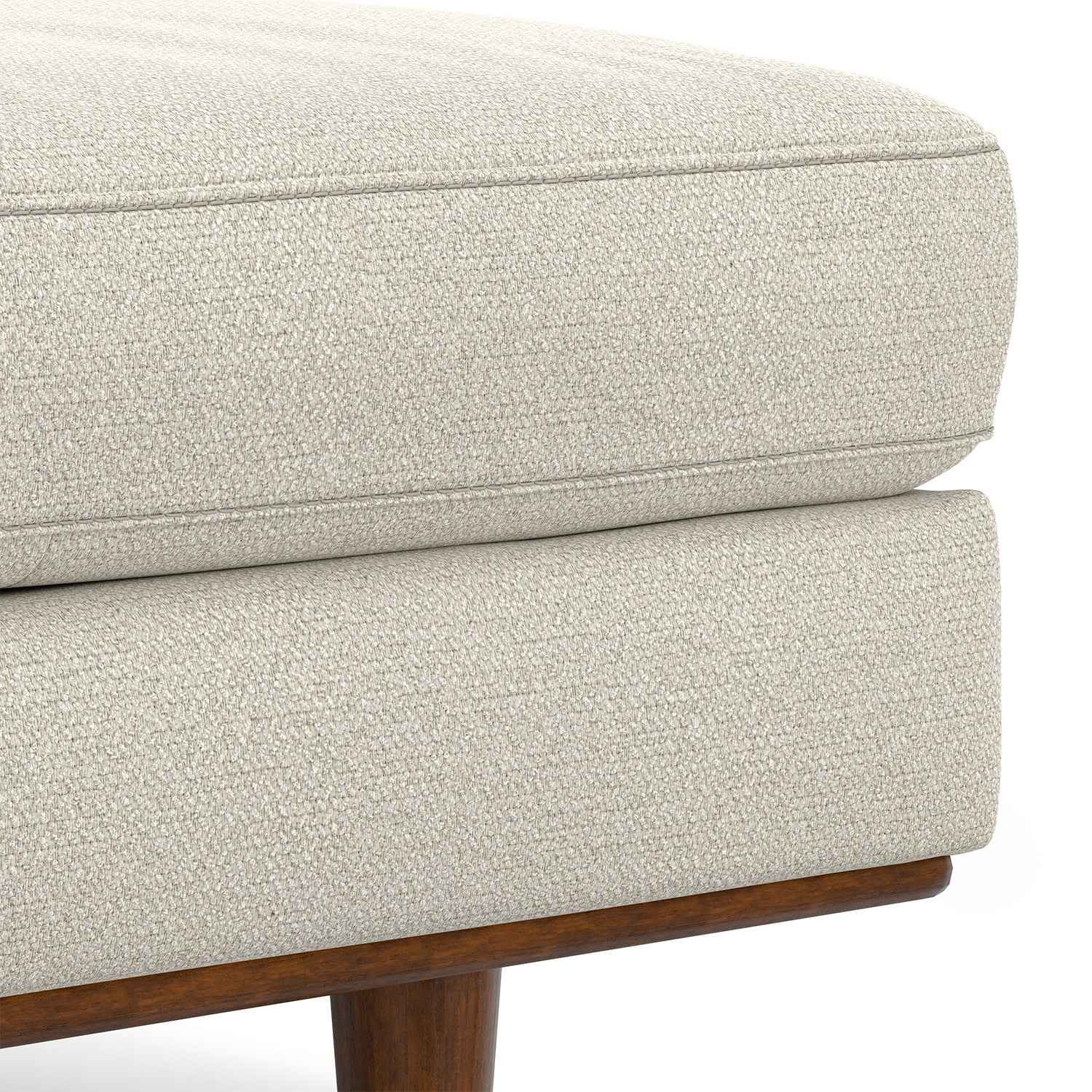33" Cream and Brown Fabric Cocktail Ottoman