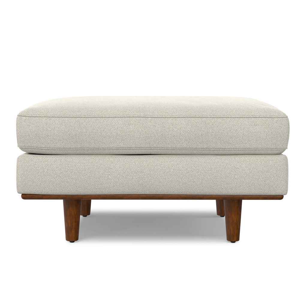 33" Cream and Brown Fabric Cocktail Ottoman