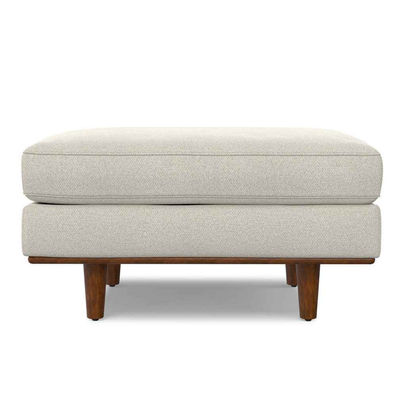 33" Cream and Brown Fabric Cocktail Ottoman