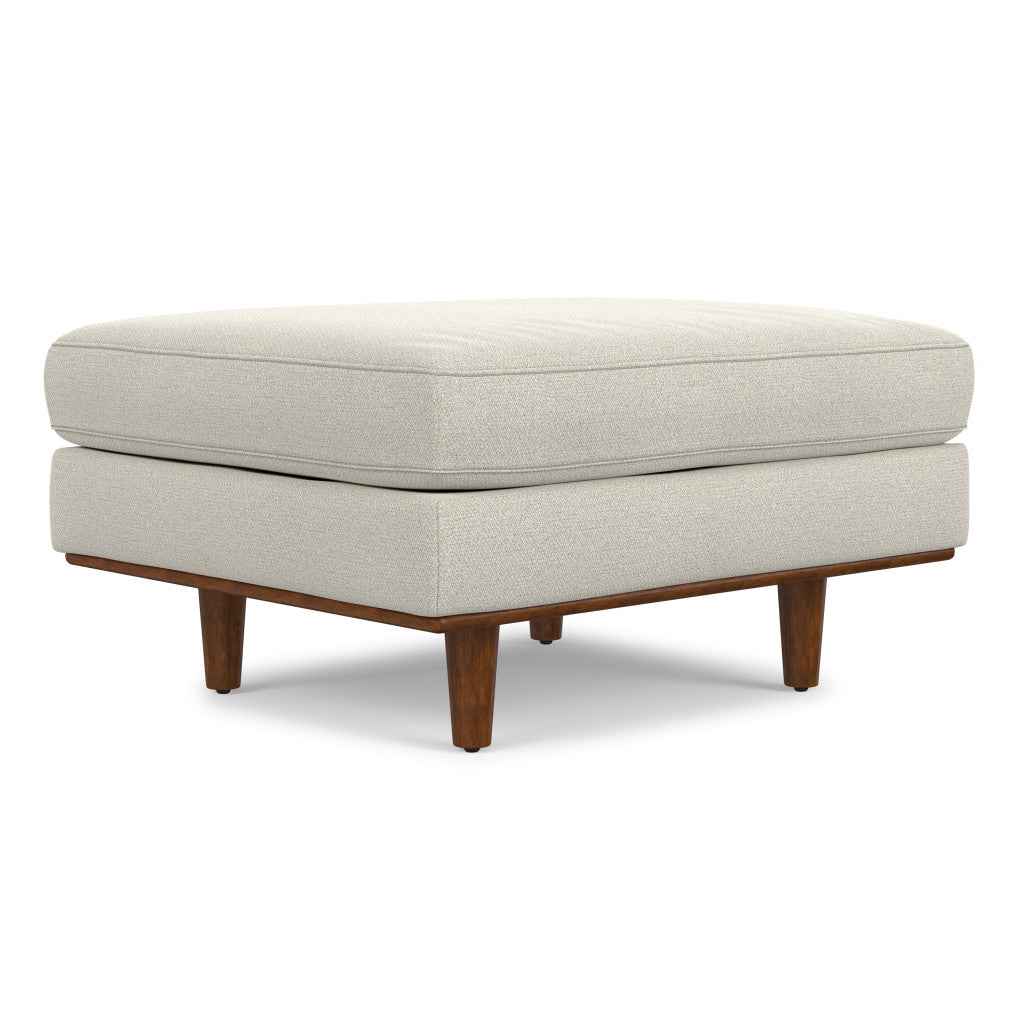 33" Cream and Brown Fabric Cocktail Ottoman